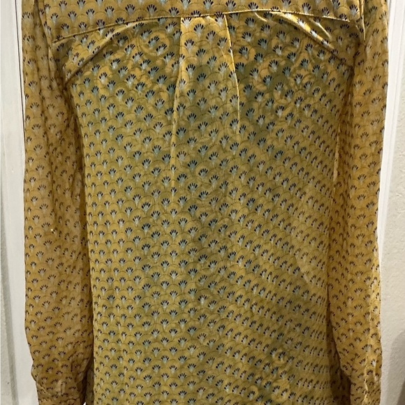 Aina Be Yellow and Blue Patterned Blouse. Retro. - Picture 9 of 10